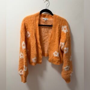 Pretty Garbage Ditsy Floral Eyelash Cardigan Orange